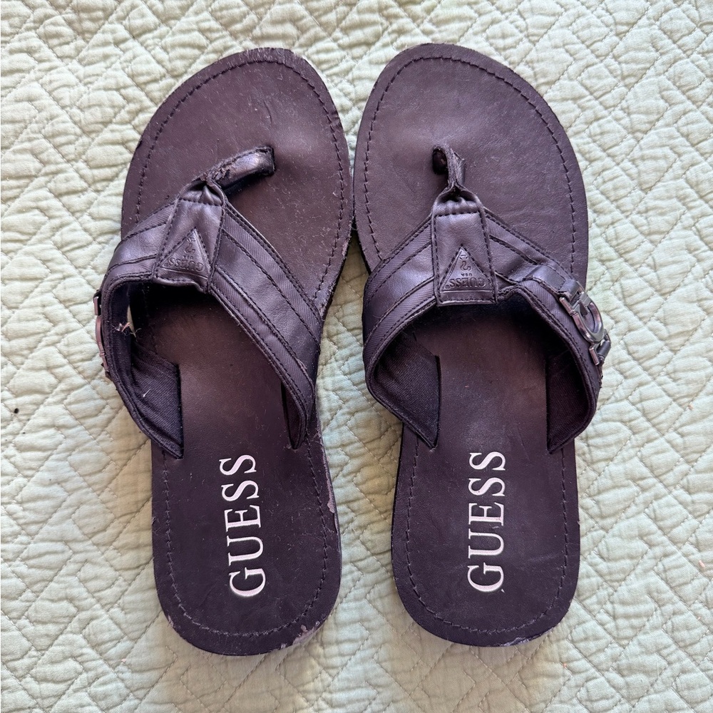 Guess Dark Brown Flip-Flops